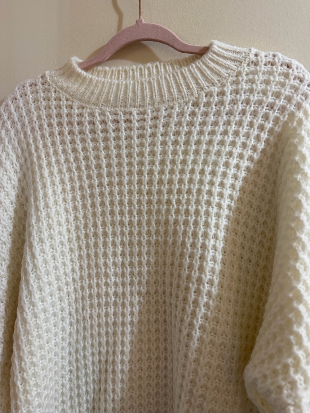 NWOT Sonoma Ivory Waffle-Knit Crewneck Sweater - Picture 4 of 7